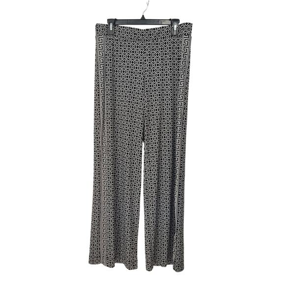 WHBM The Wide Leg Black White Geometric Print Matte Jersey Pants Women's M - Picture 1 of 7